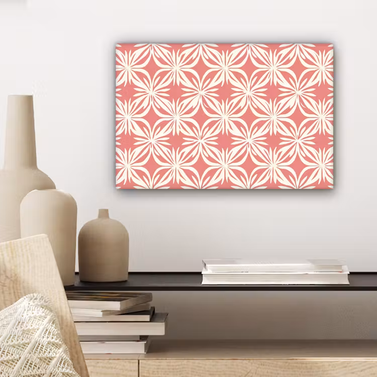 Roze - Bloemenmotief - Wit - Modern canvas 2cm klein 34 -sfeer6