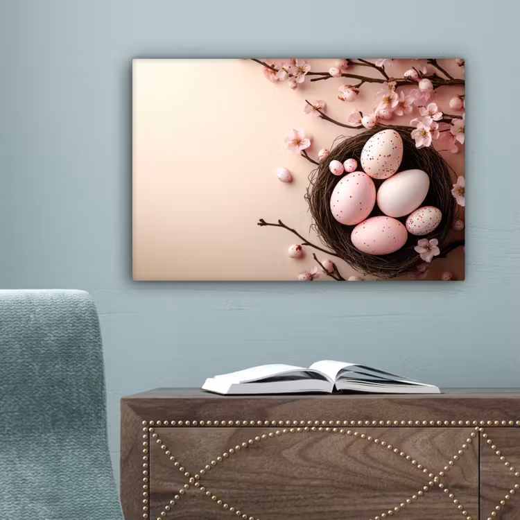 Roze - Bloesems - Eieren canvas 2cm klein -sfeer4