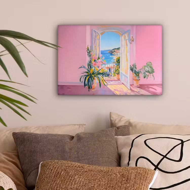 Roze - Buiten - Verf canvas 2cm klein -sfeer1