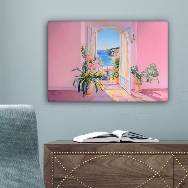 Roze - Buiten - Verf canvas 2cm klein -sfeer4