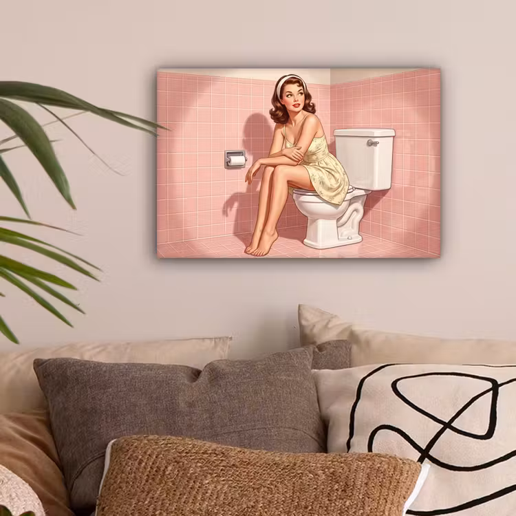 Roze - Retro - Vrouw canvas 2cm klein -sfeer1
