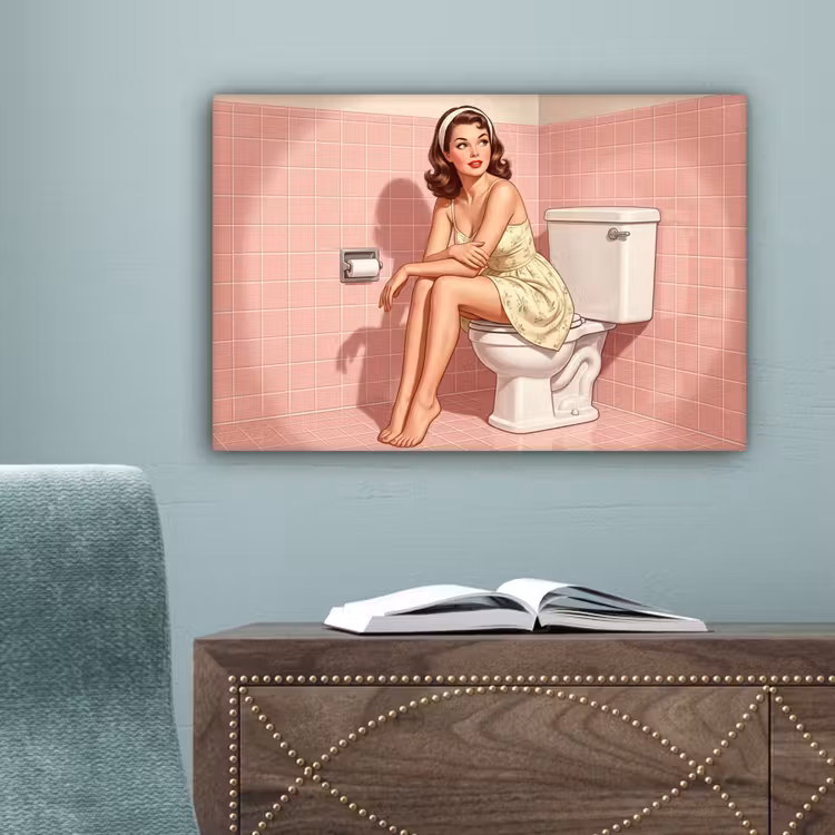 Roze - Retro - Vrouw canvas 2cm klein -sfeer4