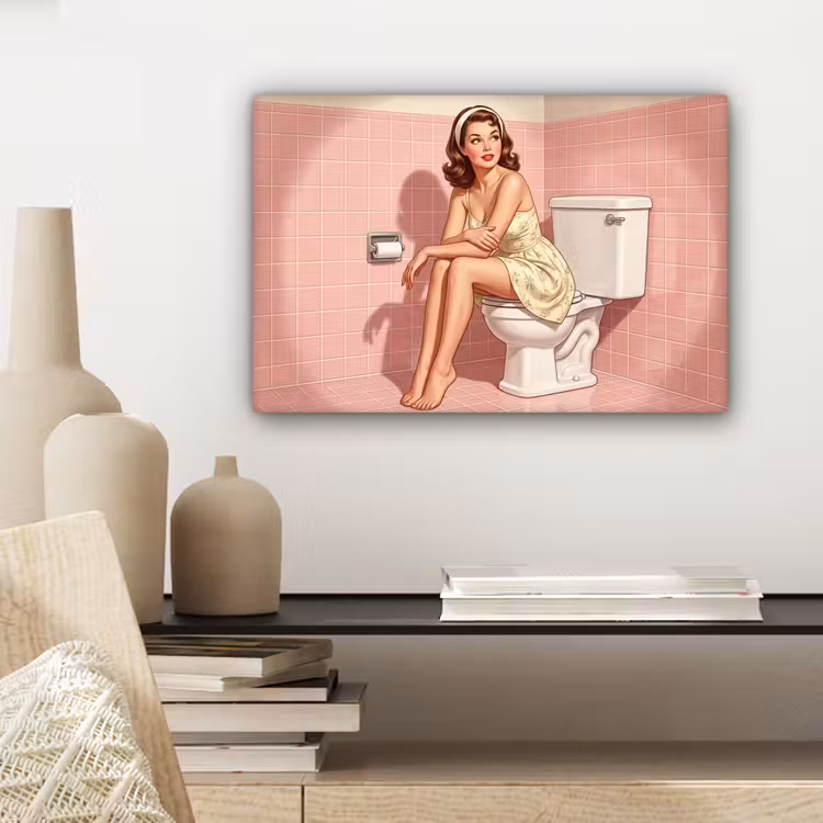 Roze - Retro - Vrouw canvas 2cm klein -sfeer6