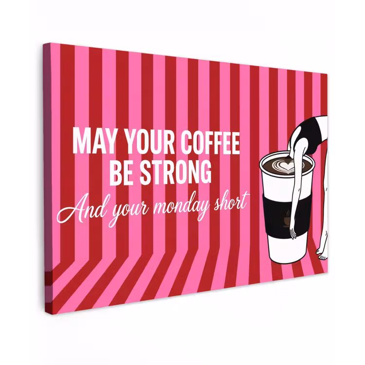 Roze - Strepen - Koffie - Maandag canvas 2cm klein -z3d