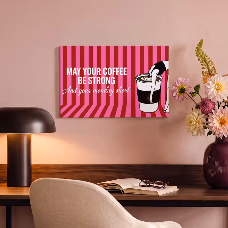 Roze - Strepen - Koffie - Maandag canvas 2cm klein -sfeer4