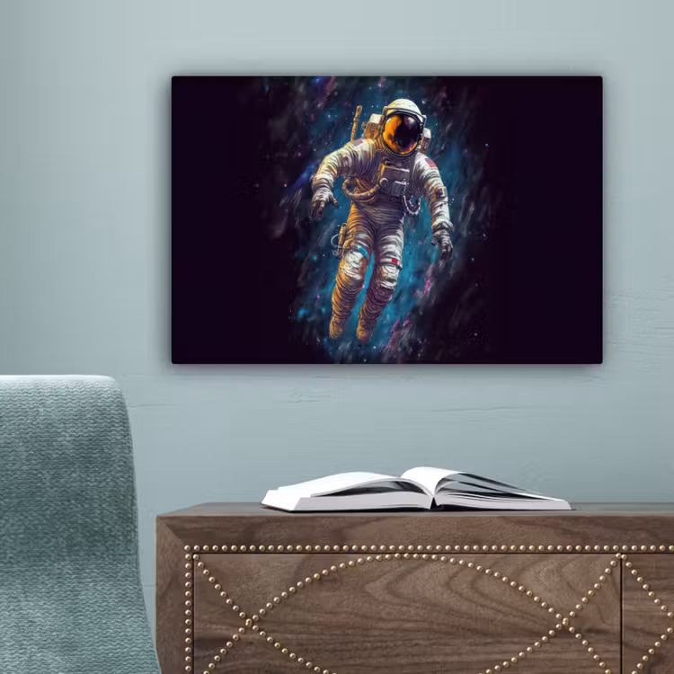 Ruimte - Neon - Astronaut - Sterren canvas 2cm klein -sfeer4