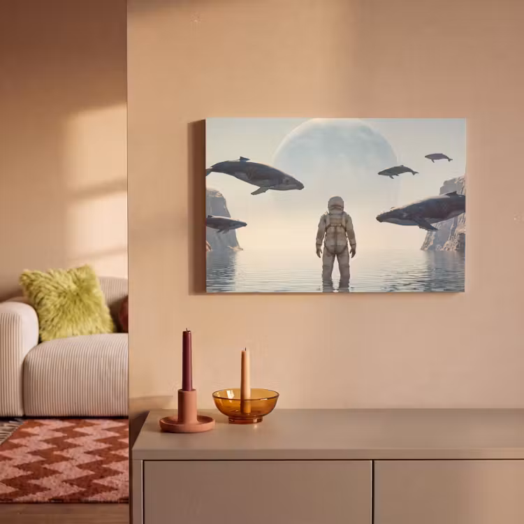 Canvas schilderij - Ruimtevaarder - Walvis - Fantasie - Ruimtevaarder - Walvis - Fantasie canvas 2cm klein