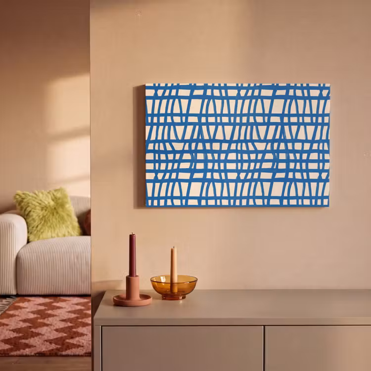 Ruitpatroon - Blauw - Crème canvas 2cm klein 34 -sfeer1