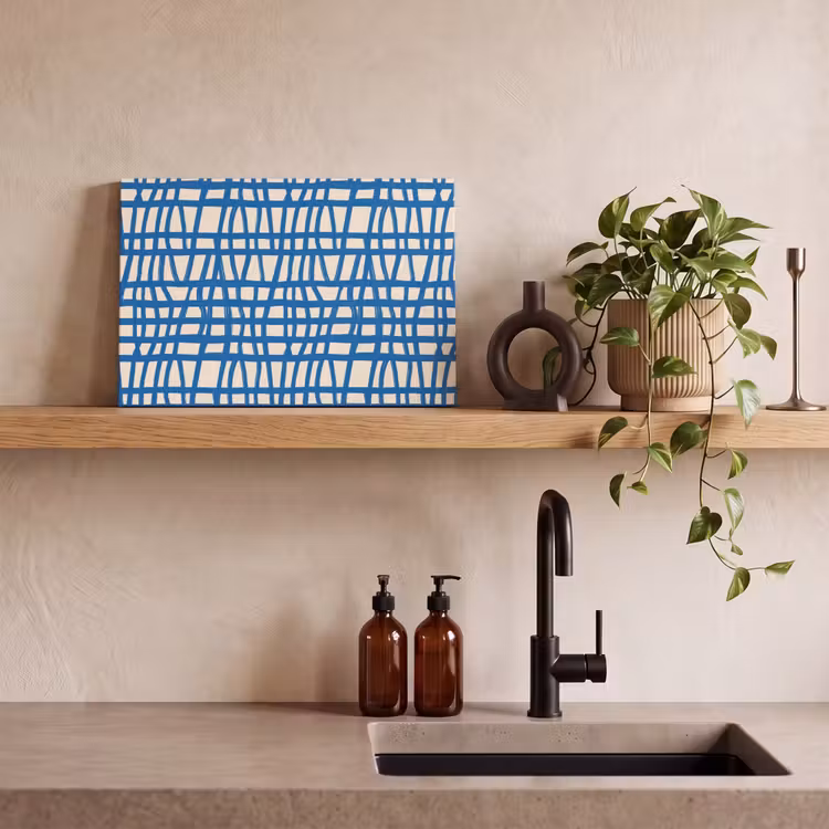 Ruitpatroon - Blauw - Crème canvas 2cm klein 34 -sfeer3