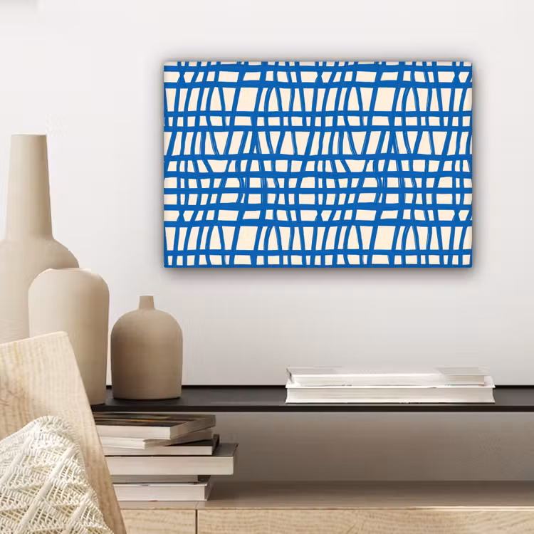 Ruitpatroon - Blauw - Crème canvas 2cm klein 34 -sfeer6