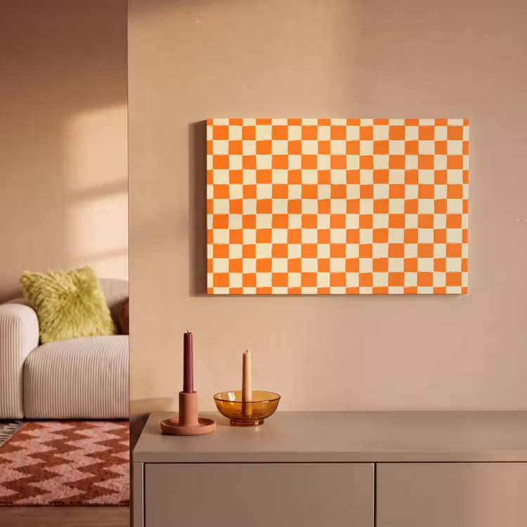 Schaak - Patroon - Oranje canvas 2cm klein 34 -sfeer1