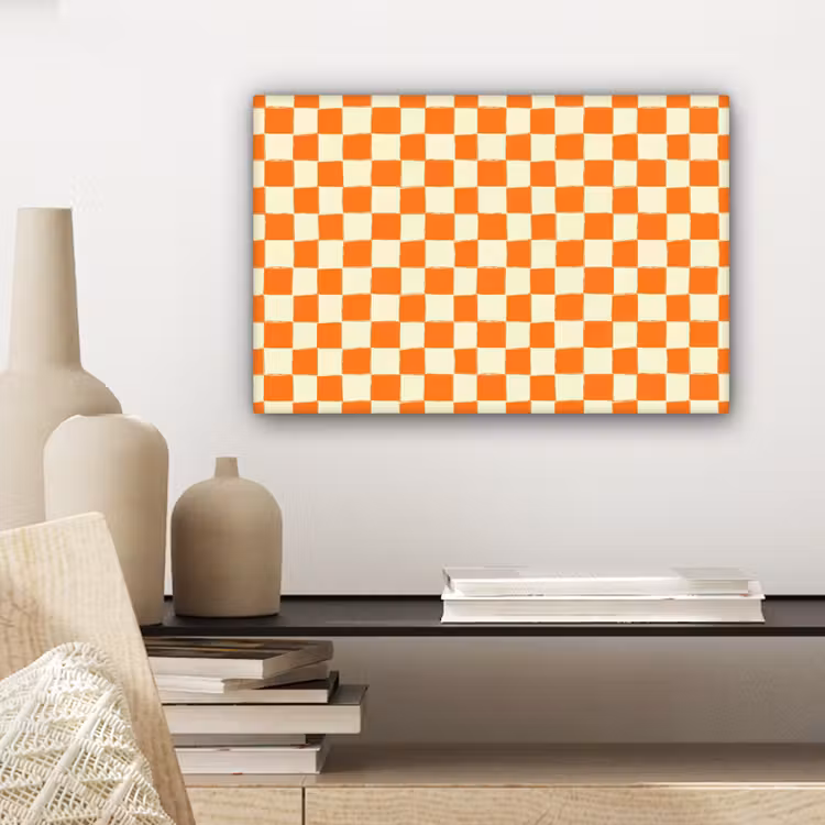 Schaak - Patroon - Oranje canvas 2cm klein 34 -sfeer6
