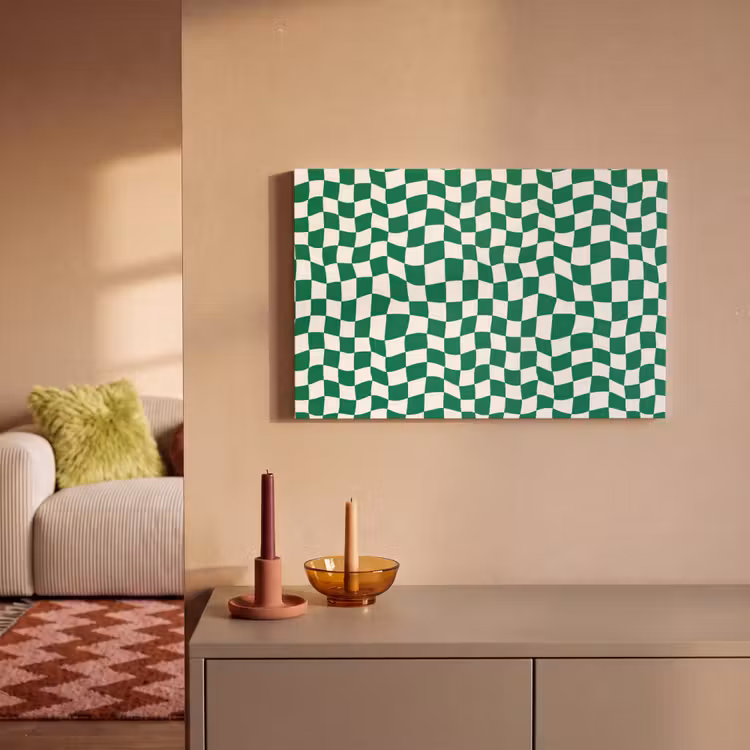 Schaakbord - Golvend - Groen canvas 2cm klein 34 -sfeer1
