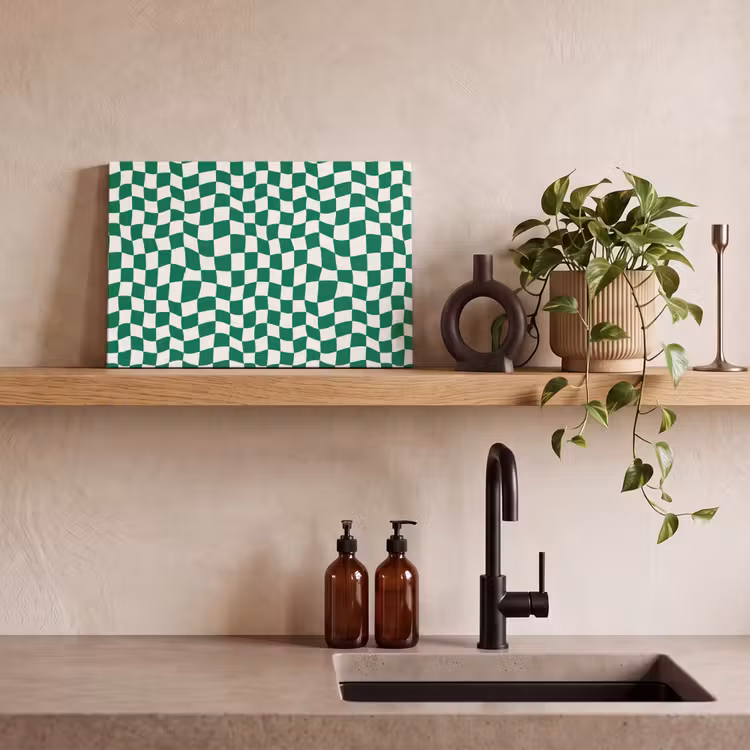 Schaakbord - Golvend - Groen canvas 2cm klein 34 -sfeer3