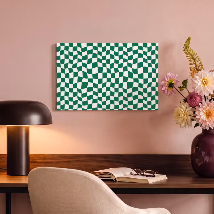 Schaakbord - Golvend - Groen canvas 2cm klein 34 -sfeer4