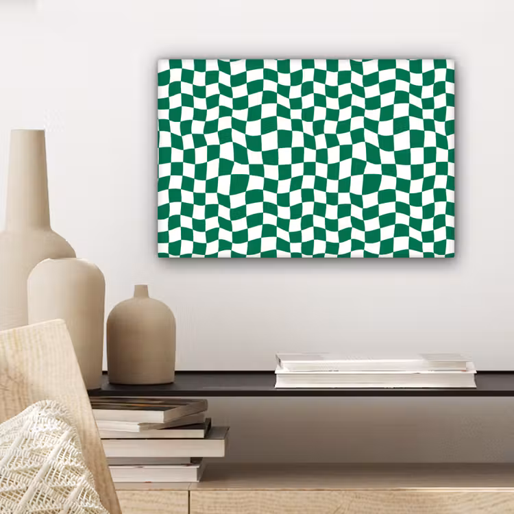 Schaakbord - Golvend - Groen canvas 2cm klein 34 -sfeer6