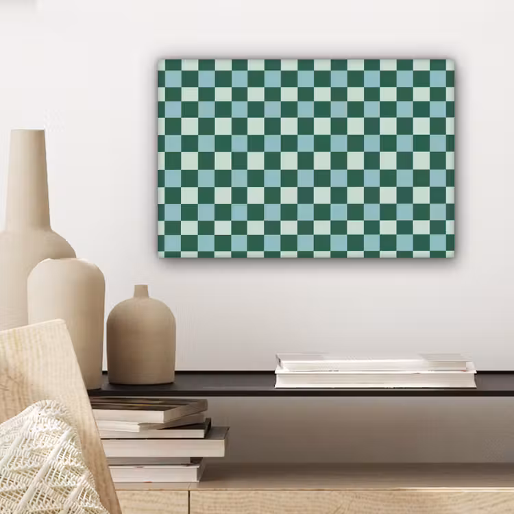 Schaakbord - Klassiek - Groen canvas 2cm klein 34 -sfeer6