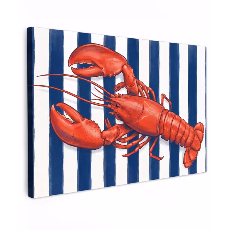 Schaaldier - Kreeft - Marine - Illustratie - Rood canvas 2cm klein -z3d