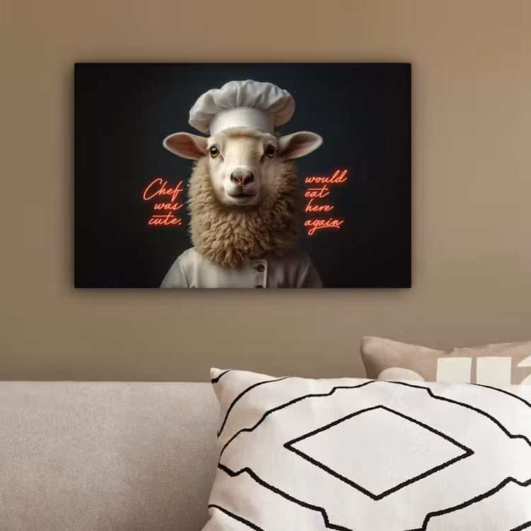 Schaap - Kokskleding - Neon - Quote canvas 2cm klein -sfeer3