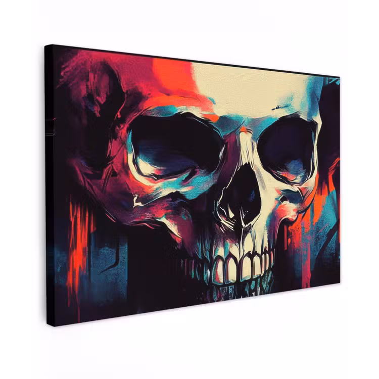 Schedel - Abstract - Rood - Blauw - Graffiti canvas 2cm klein -z3d