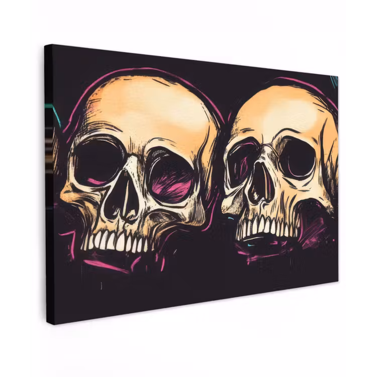 Schedels - Graffiti - Neon canvas 2cm klein -z3d
