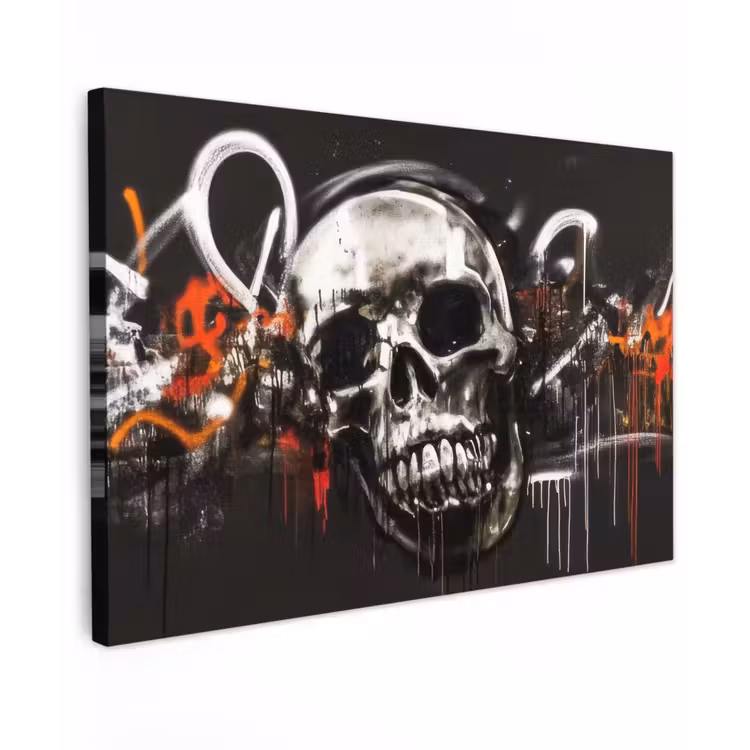 Schedels - Kunst - Donker - Rood canvas 2cm klein -z3d
