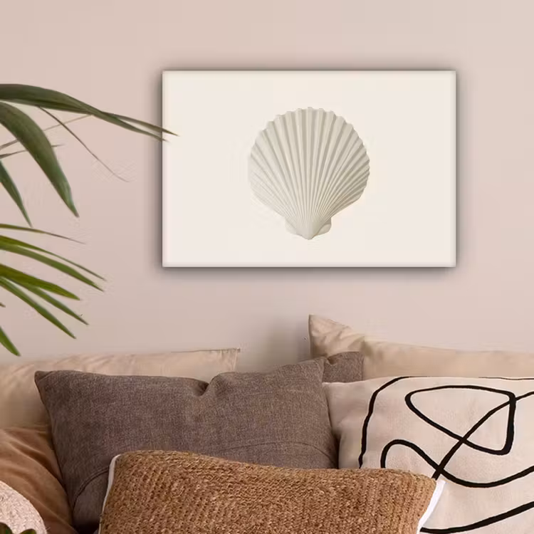 Schelp - Minimalistisch - Wit canvas 2cm klein -sfeer1