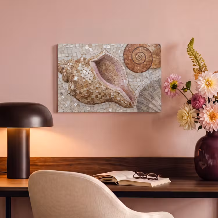 Schelp - Mozaïek - Zee - Beige - Modern canvas 2cm klein -sfeer4