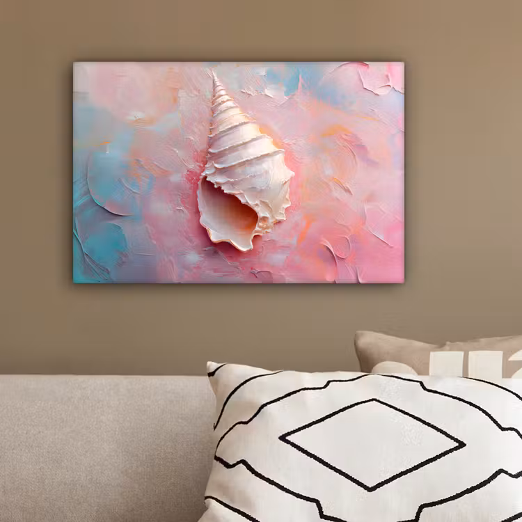 Schelp - Pastel - Pink canvas 2cm klein -sfeer3