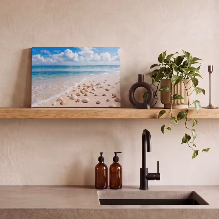 Schelpen - Strand - Natuur - Beige canvas 2cm klein -sfeer3