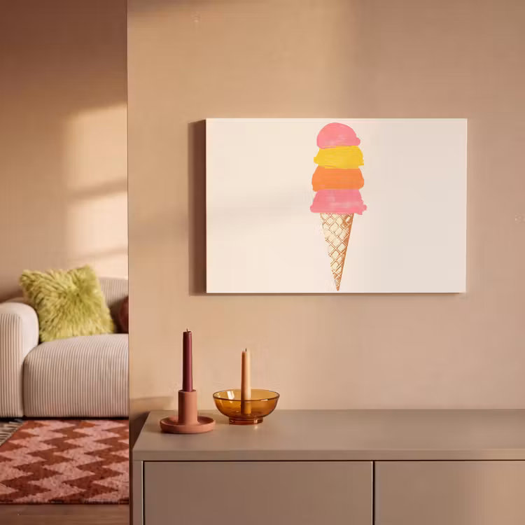 Schepijs - Hoorntje - Illustratie - Minimalistisch canvas 2cm klein -sfeer1