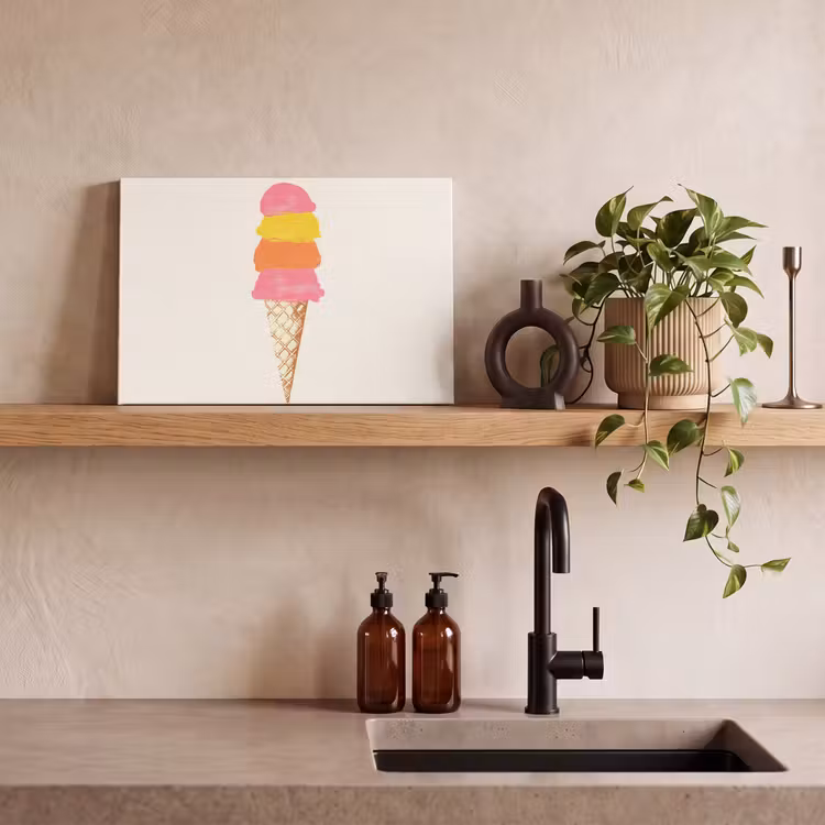 Schepijs - Hoorntje - Illustratie - Minimalistisch canvas 2cm klein -sfeer3