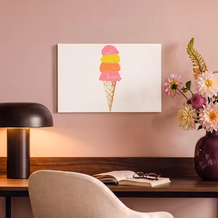 Schepijs - Hoorntje - Illustratie - Minimalistisch canvas 2cm klein -sfeer4