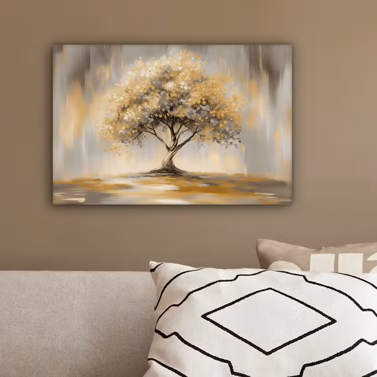 Schilderij - Boom - Abstract - Bladeren canvas 2cm klein -sfeer3