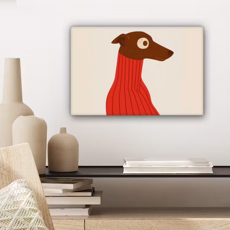 Silhouet - Hond - Trui - Rood canvas 2cm klein -sfeer6