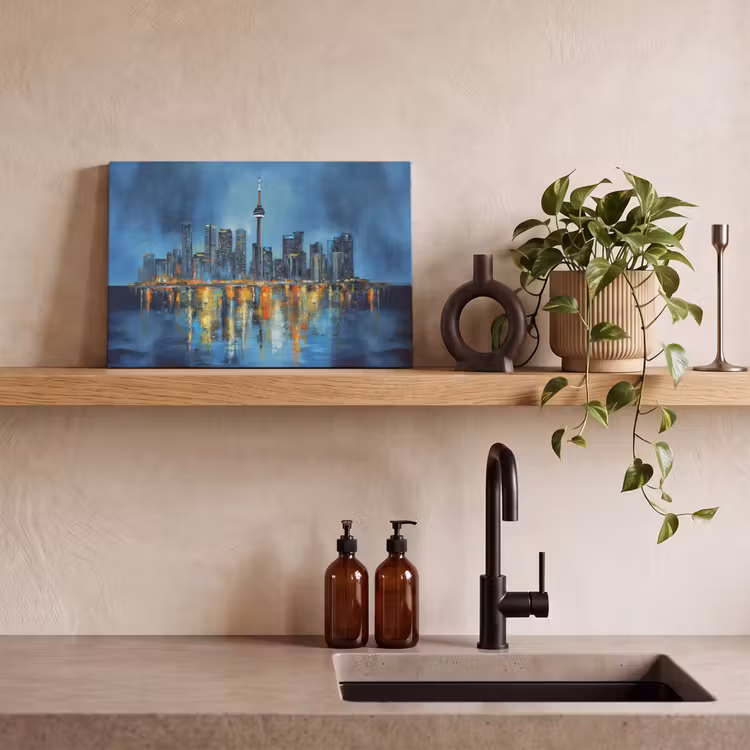 Skyline Toronto - Water - Stadslichten - Toren canvas 2cm klein -sfeer3