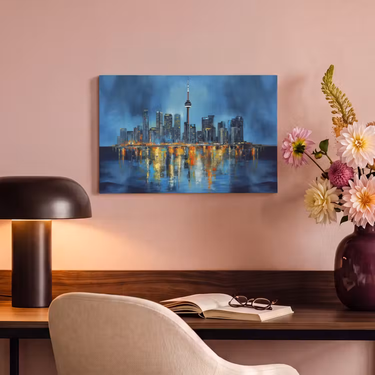 Skyline Toronto - Water - Stadslichten - Toren canvas 2cm klein -sfeer4