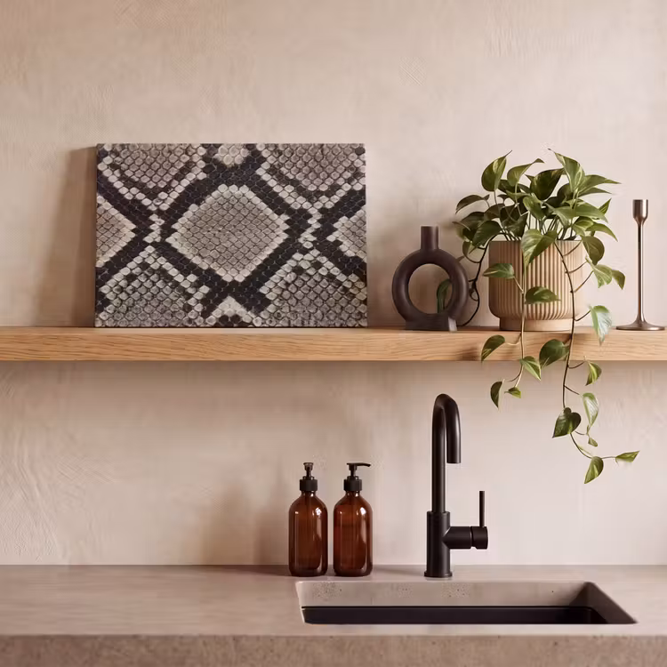 Slangenleer - Patroon - Beige canvas 2cm klein -sfeer3