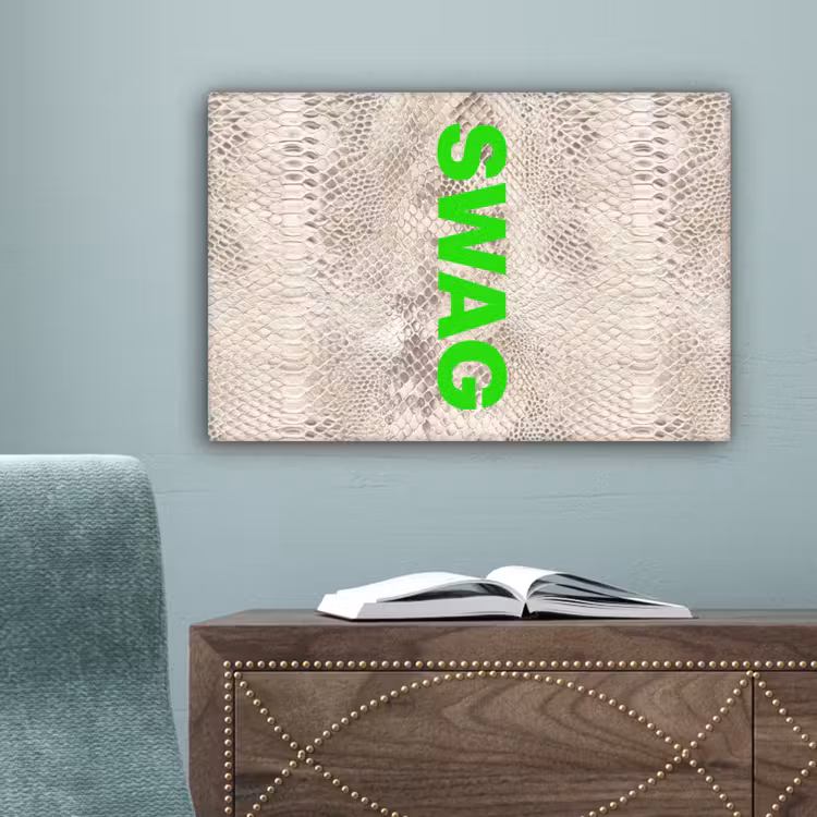 Slangenprint - SWAG - Neon - Groen canvas 2cm klein -sfeer4