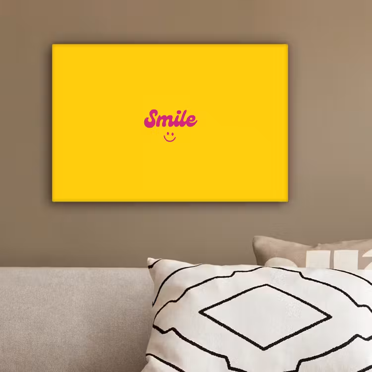 Smile - Geel - Roze canvas 2cm klein -sfeer3
