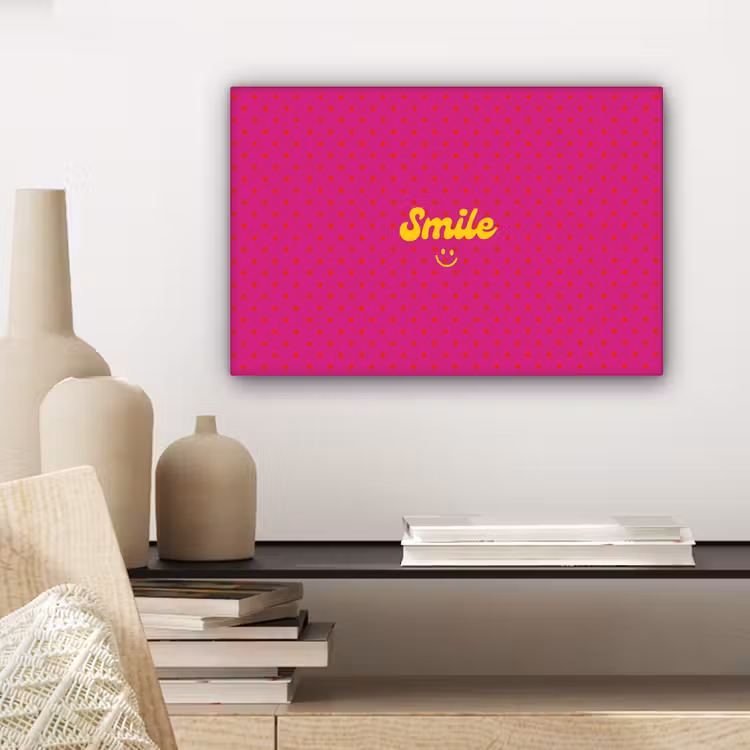 Smile - Stippen - Roze canvas 2cm klein -sfeer6