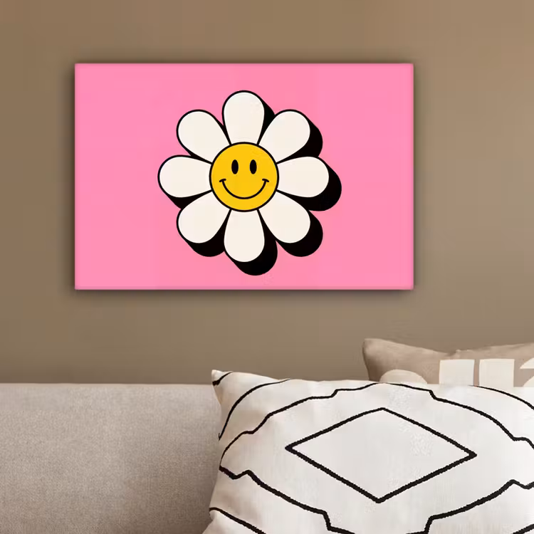 Smiley - Bloem - Roze canvas 2cm klein -sfeer3