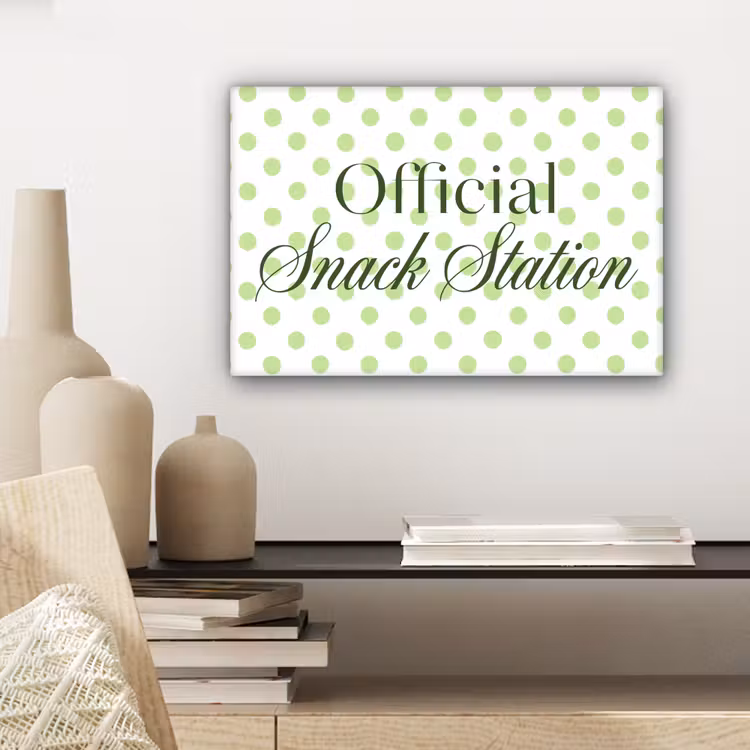 Snack Station - Groen - Stippen canvas 2cm klein -sfeer6