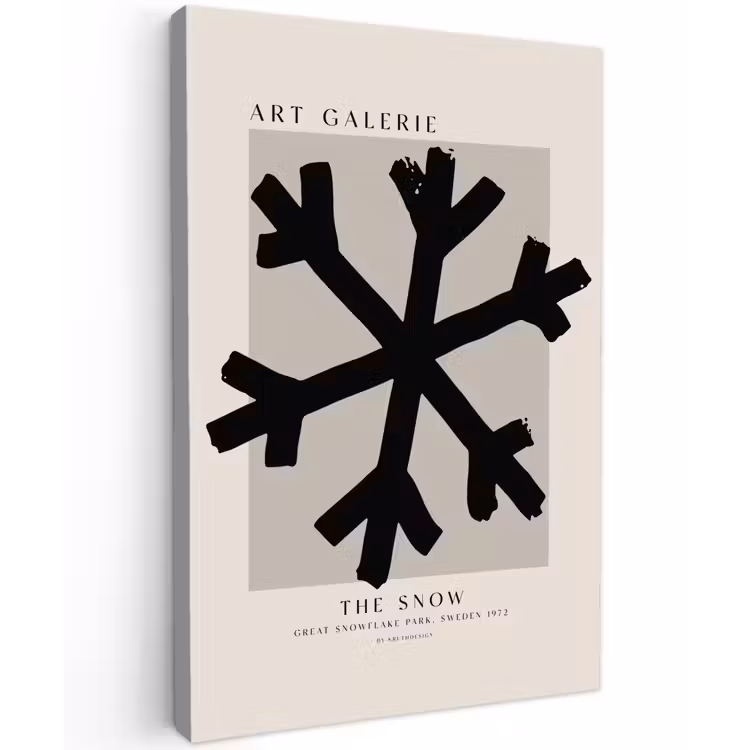 Sneeuwvlok - Kerstmis - Zwart - Feestdagen canvas 2cm klein -z3d