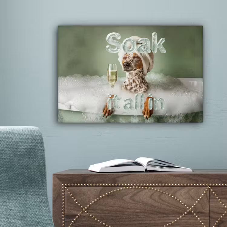 Soak it all in - Hond - Bad canvas 2cm klein -sfeer4