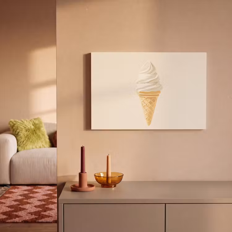 Softijs - Hoorntje - Wit canvas 2cm klein -sfeer1