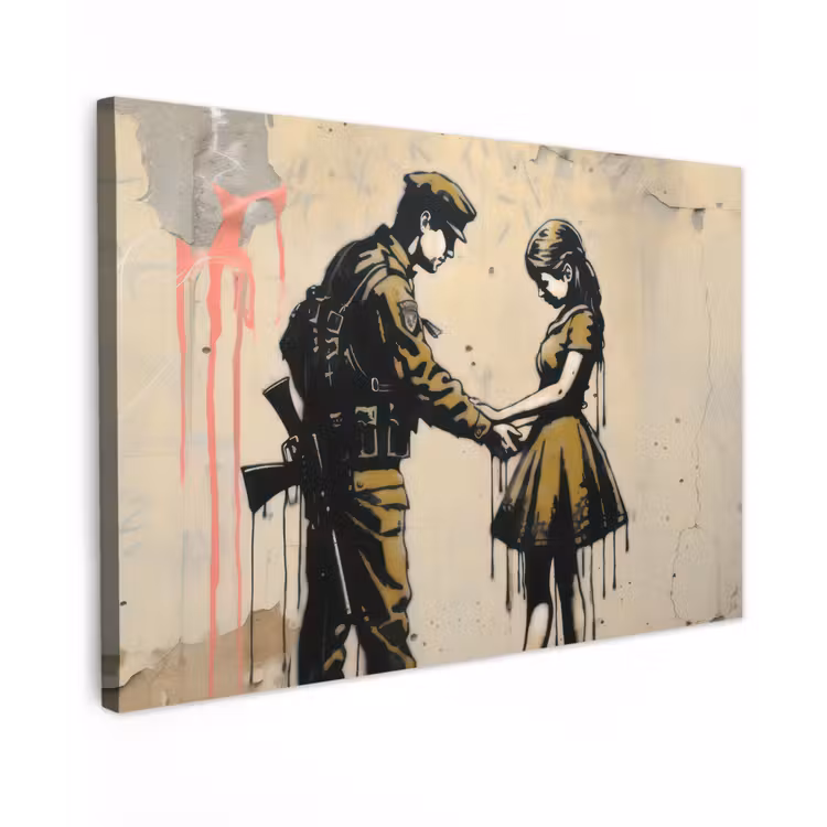 Soldaat - Meisje - Bruin - Graffiti canvas 2cm klein -z3d