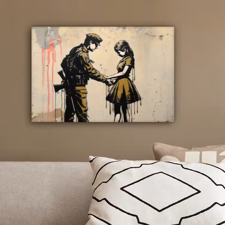 Soldaat - Meisje - Bruin - Graffiti canvas 2cm klein -sfeer3