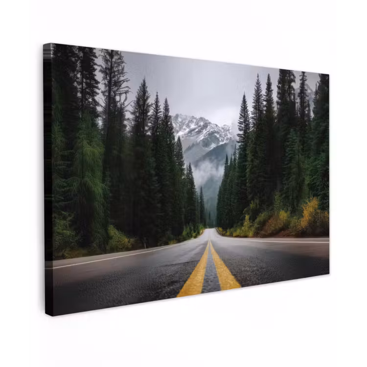 Sparrenbos - Weg - Bergen - Sneeuw canvas 2cm klein -z3d