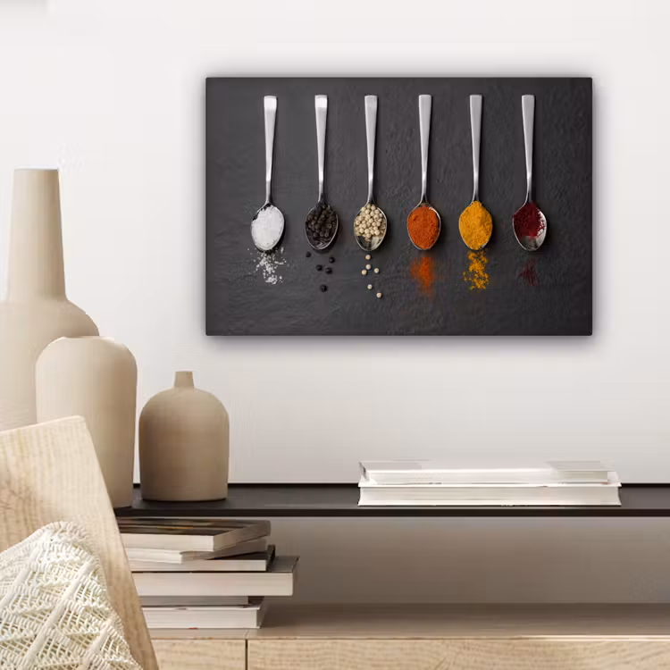 Specerijen - Lepels - Tafel - Rustiek - Kruiden canvas 2cm klein -sfeer6